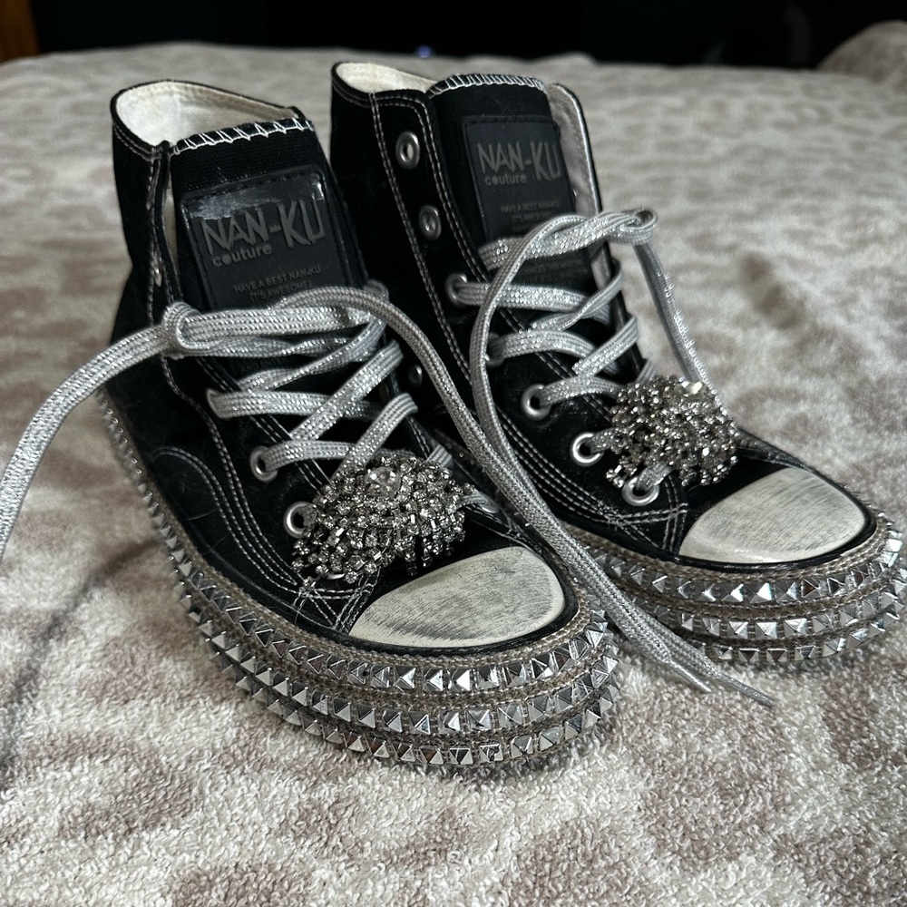 Free People Black and Silver Embellished Sneakers